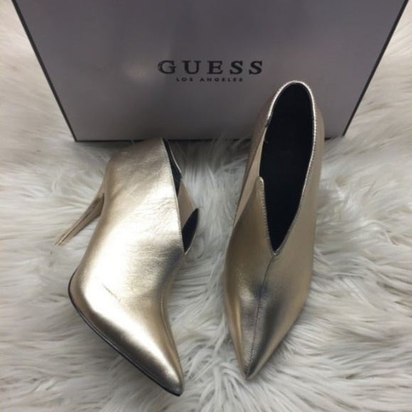 Guess Shoes - Guess Gold Metallic Heeled Booties 6M